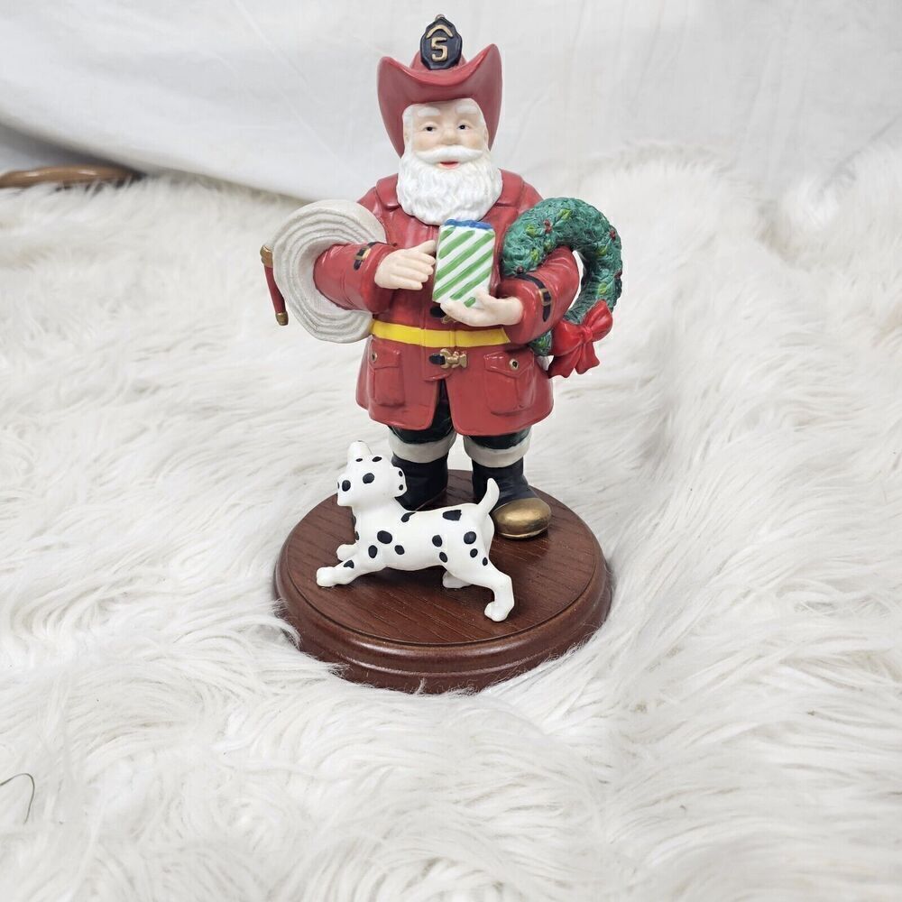 Russ Berrie And Company Home Town St. Nick Fire Fighter Santa Dalmation Hose